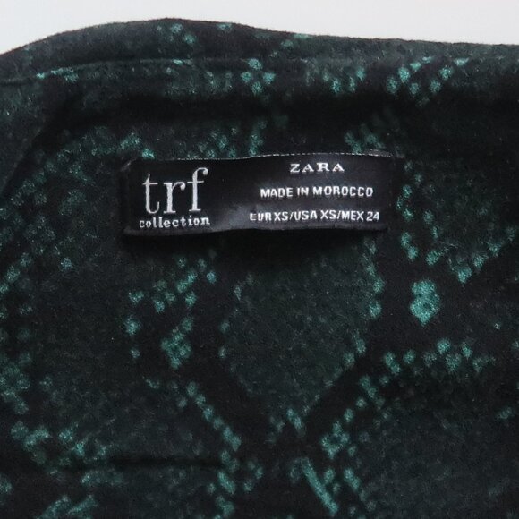 ZARA Green Black Snake Print Wrap Mini Dress Long Sleeve Belted Collared XS - Picture 11 of 12